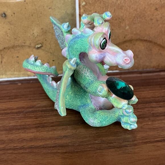 Franklin Mint Mood Dragon “Lucky” Green Gem Limited Edition Figurine - Picture 3 of 8